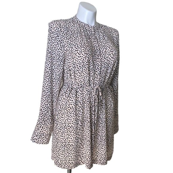 Chico's Dot-Print Smocked Tunic, Peony Petal Long Sleeves Chico's Size 2 (L) - Picture 5 of 11